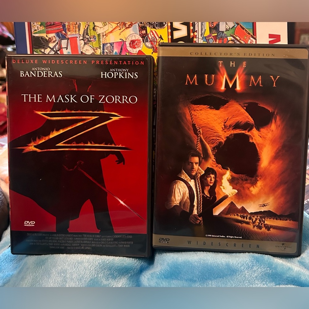 🆓FREE WITH PURCHASE🥳. 🎬📀The Mask of Zorro 1998 & The Mummy 1999 -DVDS🍿
